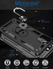 Microcase iPhone 11 Pro Max Anka Serisi Yüzük Standlı Armor Kılıf - Siyah