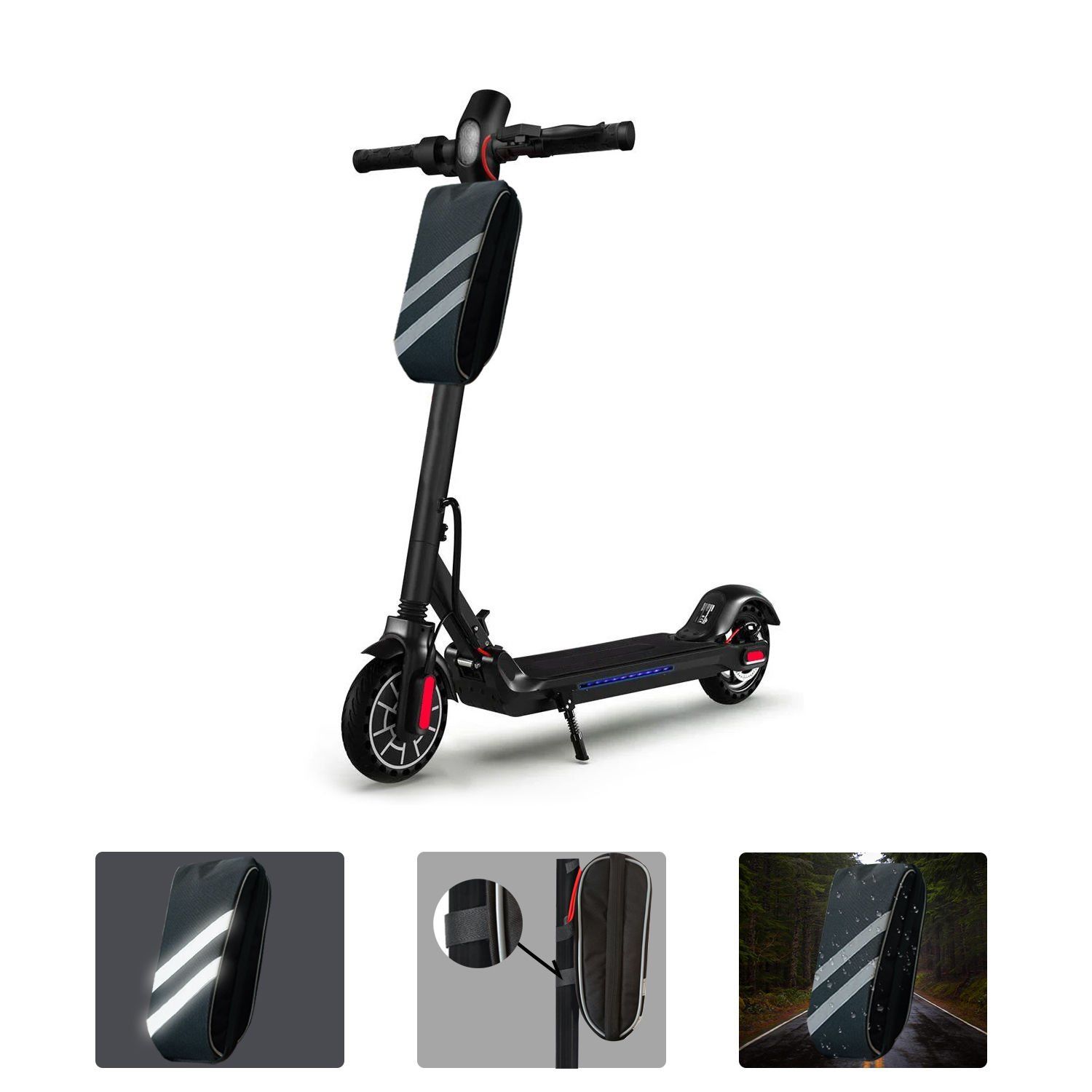 Microcase Taşınabilir Su Geçirmez 3 Bölmeli Geniş İç Hacimli Flaşörlü Scooter Bisiklet Çantası AL4249