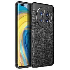 Microcase Huawei Mate 50 Pro Leather Serisi Deri Efekt Silikon Kılıf - Siyah AL3337