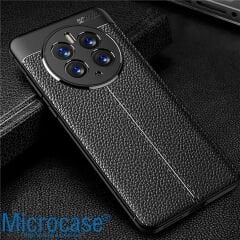 Microcase Huawei Mate 50 Pro Leather Serisi Deri Efekt Silikon Kılıf - Siyah AL3337
