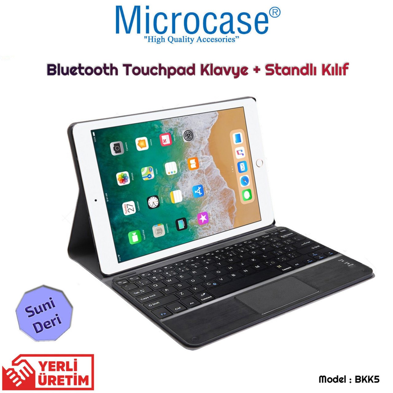 Microcase iPad 6.Nesil 9.7 inch 2018 Bluetooth Touchpad Klavye + Standlı Kılıf - BKK5