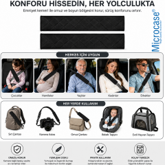Microcase Kapitone Desen Emniyet Kemeri ve Askılık Omuzluk Kılıfı Yumuşak Elyaf Dolgu Malzeme Cırtlı Tasarım Siyah 2 Adet AL5670