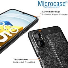 Microcase Xiaomi Poco M5 Leather Serisi Deri Efekt Silikon Kılıf - Siyah AL3337