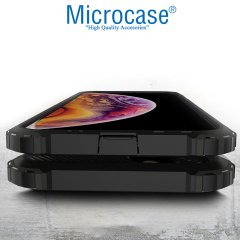 Microcase iPhone 11 Pro Max King Serisi Armor Perfect Koruma Kılıf - Siyah + Tempered Glass Cam Koruma