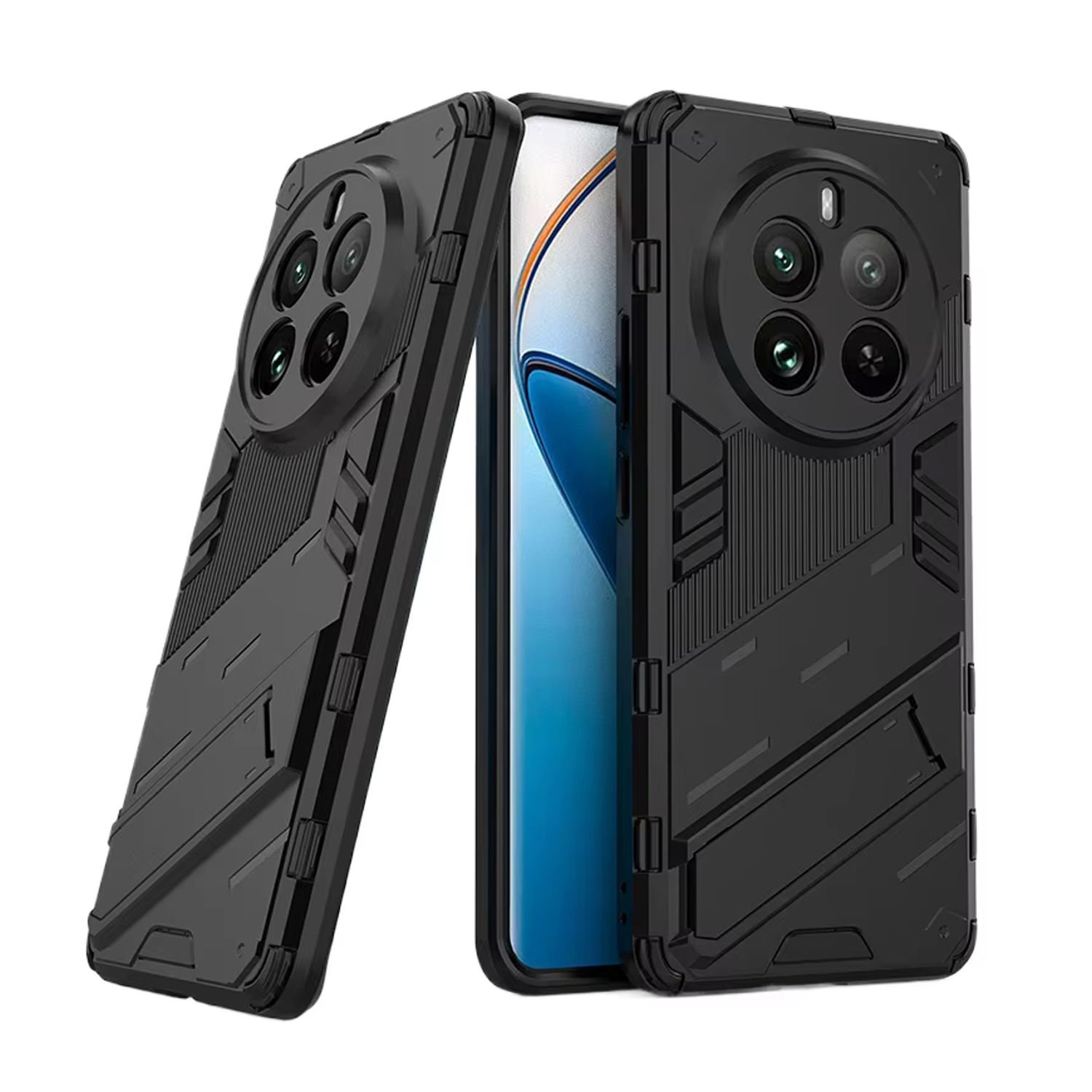 Microcase Realme 12 PLUS Matrix Serisi Armor Standlı Perfect Koruma Kılıf - Siyah Al3416