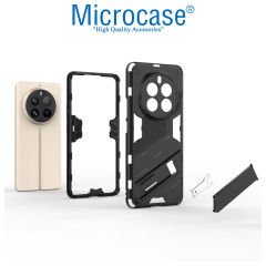 Microcase Realme 12 PLUS Matrix Serisi Armor Standlı Perfect Koruma Kılıf - Siyah Al3416