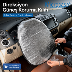 Microcase Araç Direksiyonu Güneş ve Isı UV Koruma Kılıfı Katlanabilir Reflektif Tasarım 2 Adet AL5674