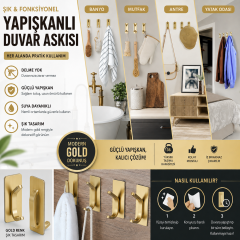 Microcase Yapışkanlı Metal Banyo Mutfak Eşya Havlu VB Ürün Askılığı Gold 1 Adet AL002