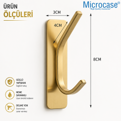 Microcase Yapışkanlı Metal Banyo Mutfak Eşya Havlu VB Ürün Askılığı Gold 2 Adet AL002