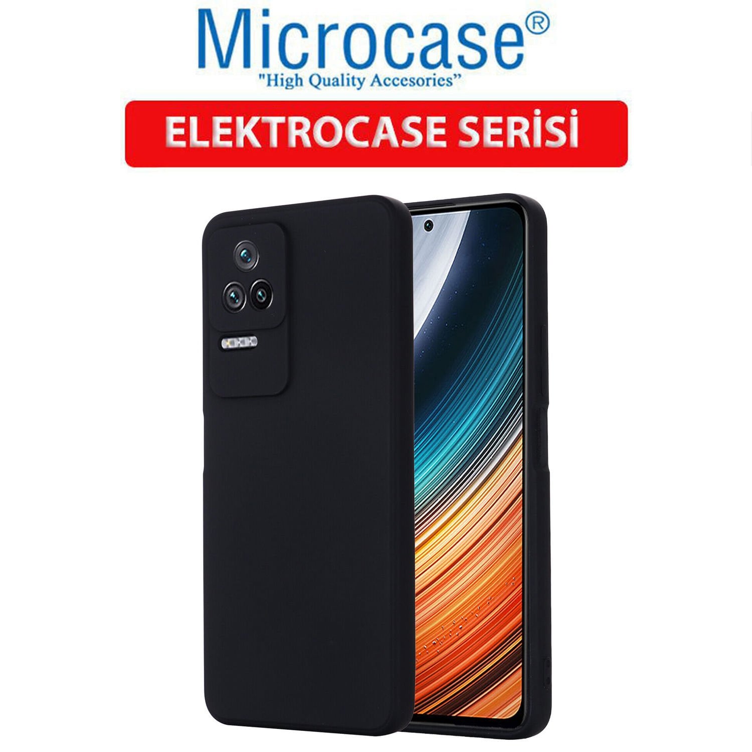 Microcase Xiaomi Poco F4 Elektrocase Serisi Silikon Kılıf - Siyah