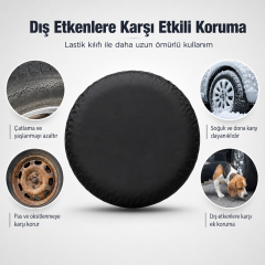 Microcase Oto Yedek Yazlık Kışlık Su Geçirmez UV Koruyucu Lastik Koruma Kılıfı 13-16 inch Siyah AL5675