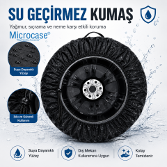 Microcase Oto Yedek Yazlık Kışlık Su Geçirmez UV Koruyucu Lastik Koruma Kılıfı 13-16 inch Siyah AL5675