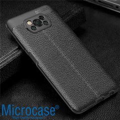 Microcase Xiaomi Poco X3 Pro Leather Tpu Silikon Kılıf - Siyah