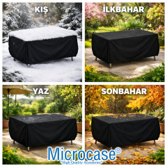 Microcase Su Geçirmez 4 Mevsim Kullanım Bahçe Mobilyası Masa Kılıfı Brandası 75x80x140 CM AL5543