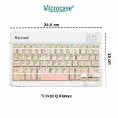 Microcase TCL Tab 10s  Tablet Uyumlu Tablet Çanta+Türkçe Bluetooth Klavye +Mouse+ Standı - Pembe AL8127