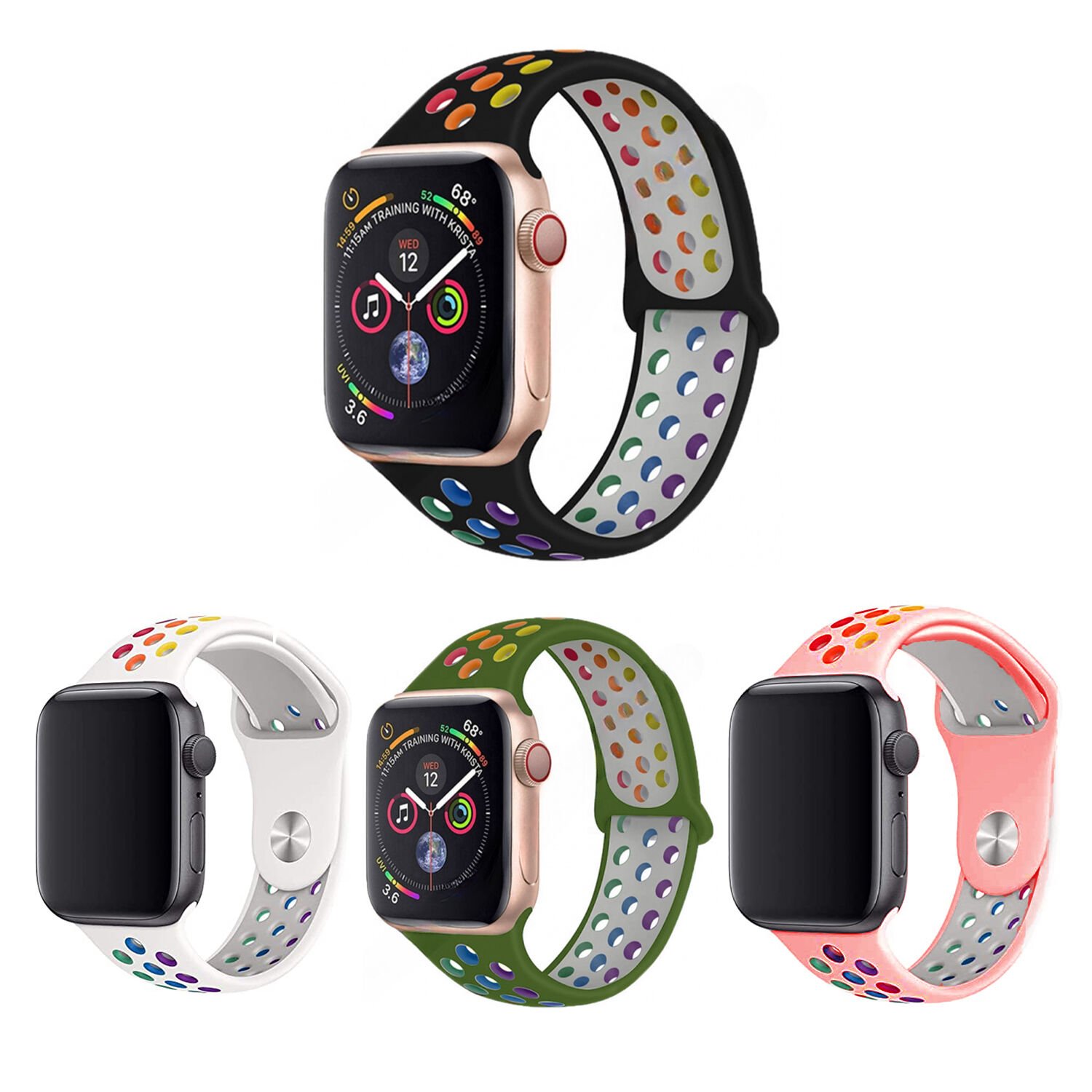 Microcase Amazfit GTR 2 47mm için Delikli Silikon Kordon Kayış - KY13 Beyaz-Renkli