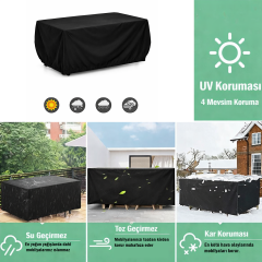 Microcase Su Geçirmez 4 Mevsim Kullanım Bahçe Mobilyası Masa Sandalye Takımı Kılıfı Brandası 85x260x160 CM AL5546