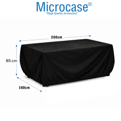 Microcase Su Geçirmez 4 Mevsim Kullanım Bahçe Mobilyası Masa Sandalye Takımı Kılıfı Brandası 85x260x160 CM AL5546