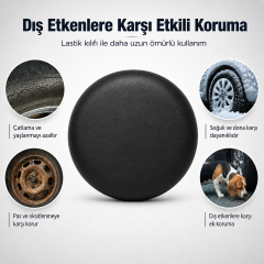 Microcase Suni Deri Oto Yedek Yazlık Kışlık Su Geçirmez UV Koruyucu Lastik Koruma Kılıfı 16-20 inch Siyah AL5676