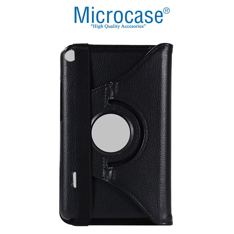 Microcase Huawei Mediapad T3 Wifi 360 Derece Döner Standlı Deri Kılıf - Siyah