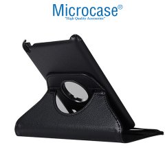 Microcase Huawei Mediapad T3 Wifi 360 Derece Döner Standlı Deri Kılıf - Siyah