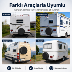 Microcase Oto Yedek Yazlık Kışlık Su Geçirmez UV Koruyucu Lastik Koruma Kılıfı 13-16 inch Siyah 2 AD AL5675