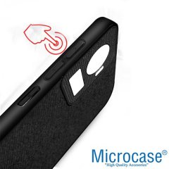 Microcase Oneplus Ace Fabrik Kumaş ve Deri Desen Kılıf -Siyah