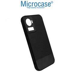 Microcase Oneplus Ace Fabrik Kumaş ve Deri Desen Kılıf -Siyah