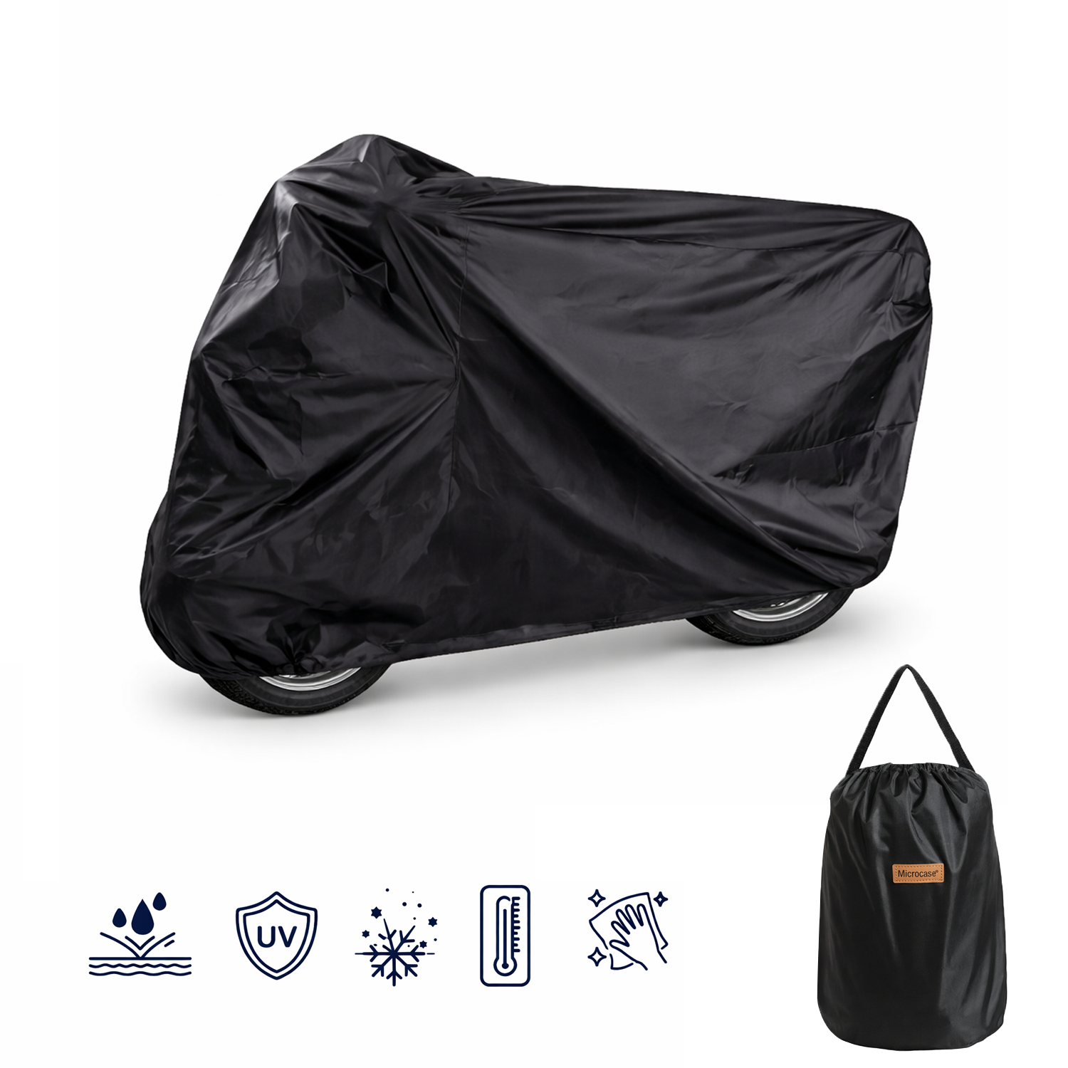 Microcase Universal Su Geçirmez Motosiklet Scooter Brandası Örtüsü Lastikli Taşıma Çantalı 185x70x100 CM AL5493