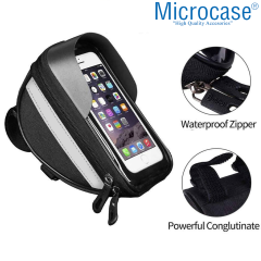 Microcase Universal Su Geçirmez Bisiklet Motosiklet Telefon Tutucu Fermuarlı Çanta - AL2796