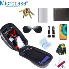 Microcase Universal Su Geçirmez Bisiklet Motosiklet Telefon Tutucu Fermuarlı Çanta - AL2796