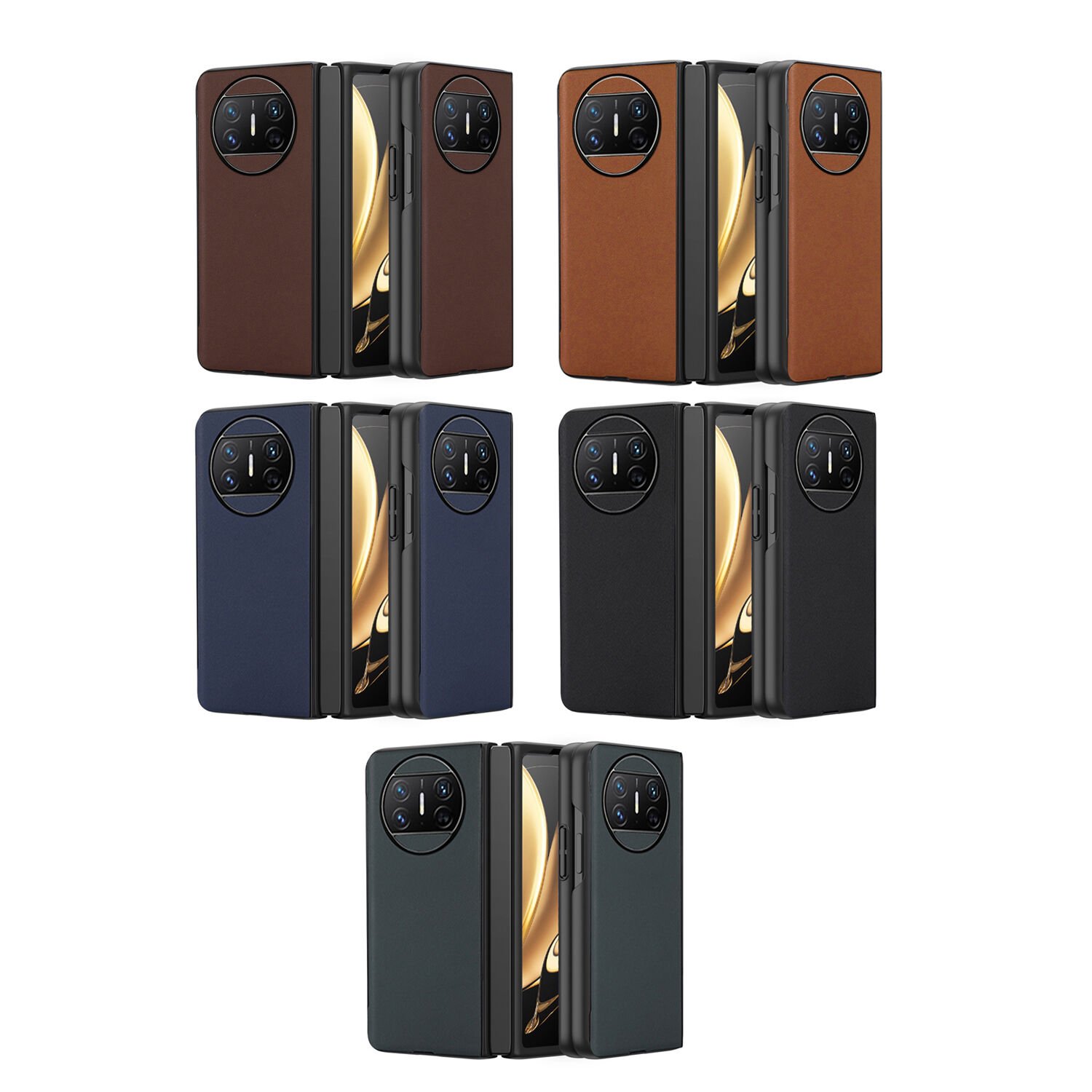 Microcase Huawei Mate X3 için Deri Desenli Plastik Koruma Kılıf - AL3156