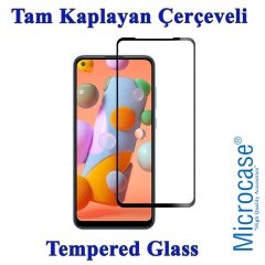 Microcase Samsung Galaxy A11 Tam Kaplayan Çerçeveli Tempered Ekran Koruyucu - Siyah