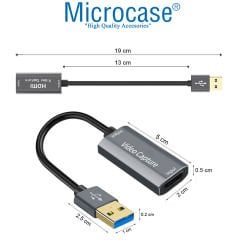 Microcase USB 3.0 HDMI Video Capture Video Kayıt Ekran Aktarma Adaptörü - AL2622