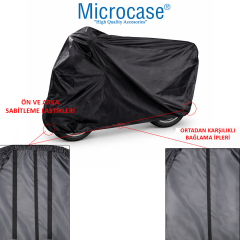 Microcase Universal Su Geçirmez Motosiklet Scooter Brandası Örtüsü Lastikli Taşıma Çantalı 200x75x115 CM AL5494