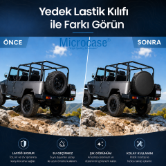 Microcase Suni Deri Oto Yedek Yazlık Kışlık Su Geçirmez UV Koruyucu Lastik Koruma Kılıfı 16-20 inch 4 AD Siyah AL5676
