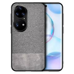 Microcase Huawei P50 Pro Fabrik Serisi Kumaş ve Deri Desen Kılıf - Gri