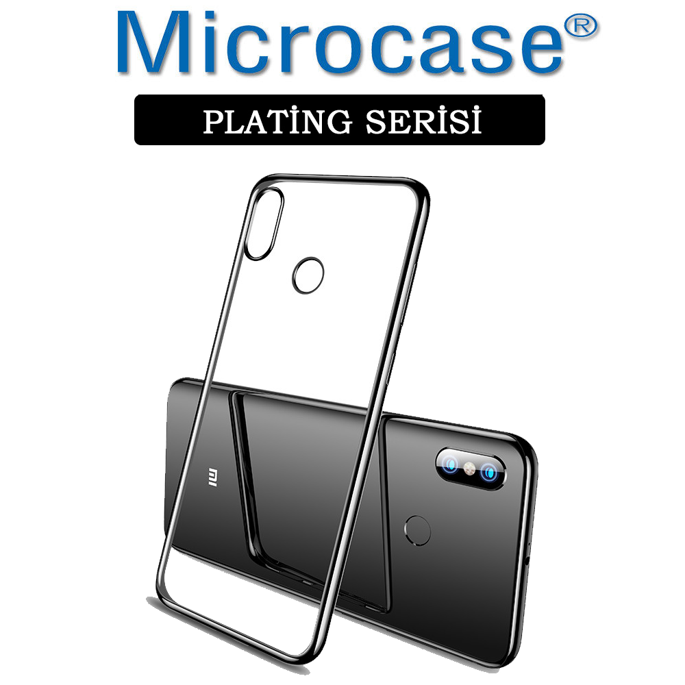 Microcase Mi A2 Lite Plating Series Soft Silikon Kılıf-SİYAH+CAM