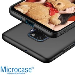 Microcase Huawei Mate 30 Lite Elektrocase Serisi Kamera Korumalı Silikon Kılıf - Siyah + Tempered Glass Cam Koruma