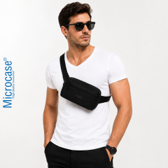 Microcase 3 Bölmeli Ayarlanabilir Askılı Unisex Bel ve Omuz Çantası Siyah AL5681