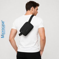 Microcase 3 Bölmeli Ayarlanabilir Askılı Unisex Bel ve Omuz Çantası Siyah AL5681