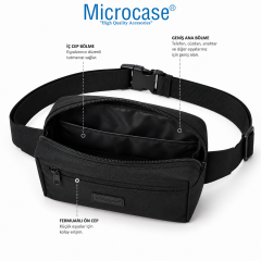 Microcase 3 Bölmeli Ayarlanabilir Askılı Unisex Bel ve Omuz Çantası Siyah AL5681