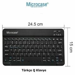 Microcase Samsung Tab S7 T870 Tablet Kot Desenli Tablet Çanta+Türkçe Bluetooth Klavye+Mouse+Tablet Standı-AL8129