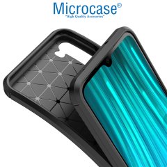 Microcase Xiaomi Redmi Note 8 Maxy Serisi Carbon Fiber Silikon Kılıf - Siyah