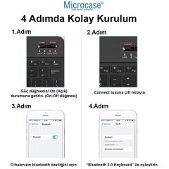 Microcase Samsung Galaxy Tab A11 8.7 inch Türkçe Bluetooth Klavye +Mouse+ Standı-Mavi AL4384