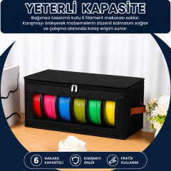 Microcase 3D Yazıcı 6 Adet Filament Saklama Kapasiteli Muhafaza Taşıma Çantası Siyah 1 AD AL5682