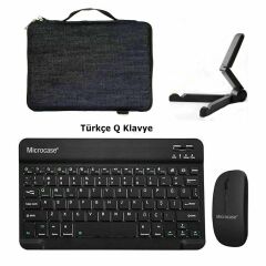 Microcase Samsung Tab A7 T500 T505 T507 2020 10.4 inch  Tablet Kot Desenli Tablet Çanta+Türkçe Bluetooth Klavye+Mouse+Tablet Standı-AL8129