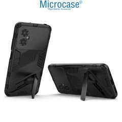Microcase Xiaomi Poco M4 5G Matrix Serisi Armor Standlı Perfect Koruma Kılıf -Siyah