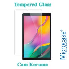 Microcase Samsung Galaxy Tab A 10.1 2019 T510 Delüx Serisi Universal Standlı Deri Kılıf - Kırmızı + Tempered Glass Cam Koruma