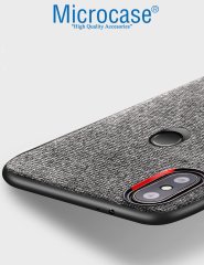 Microcase Xiaomi Mi Mix 2S Fabrik Serisi Kumaş ve Deri Desen Kılıf - Gri